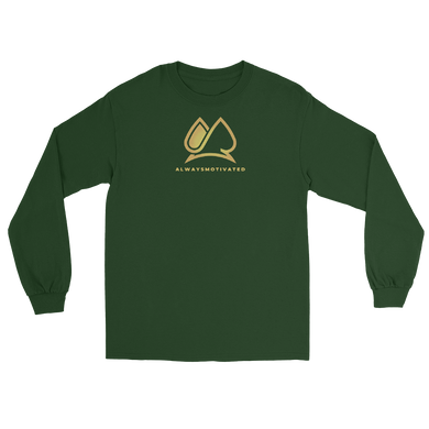 Classic Always Motivated Logo Long Sleeve Tee (Forest Green/Gold)
