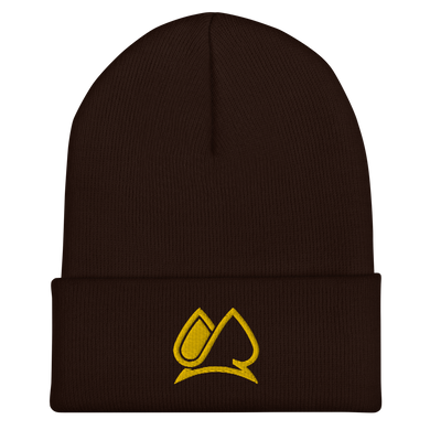 Always Motivated Logo Cuffed Beanie (Brown/Gold)