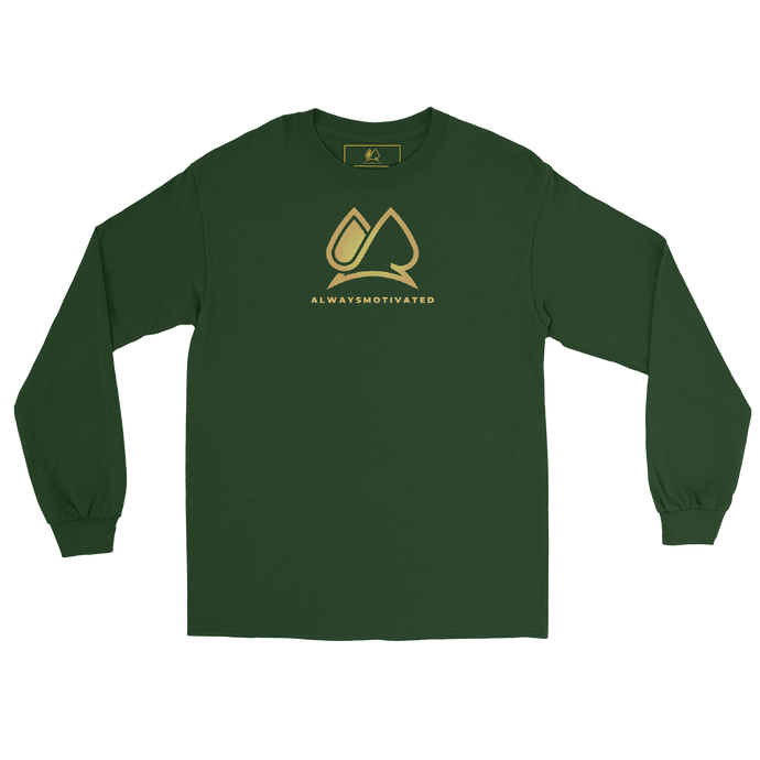 Classic Always Motivated Logo Long Sleeve Tee (Forest Green/Gold)