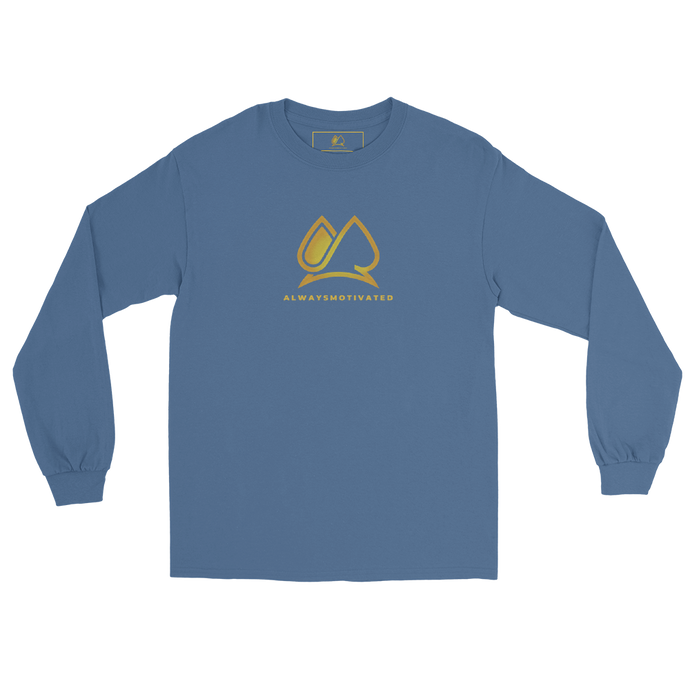 Classic Always Motivated Logo Long Sleeve Tee (Indigo Bleu/Gold)