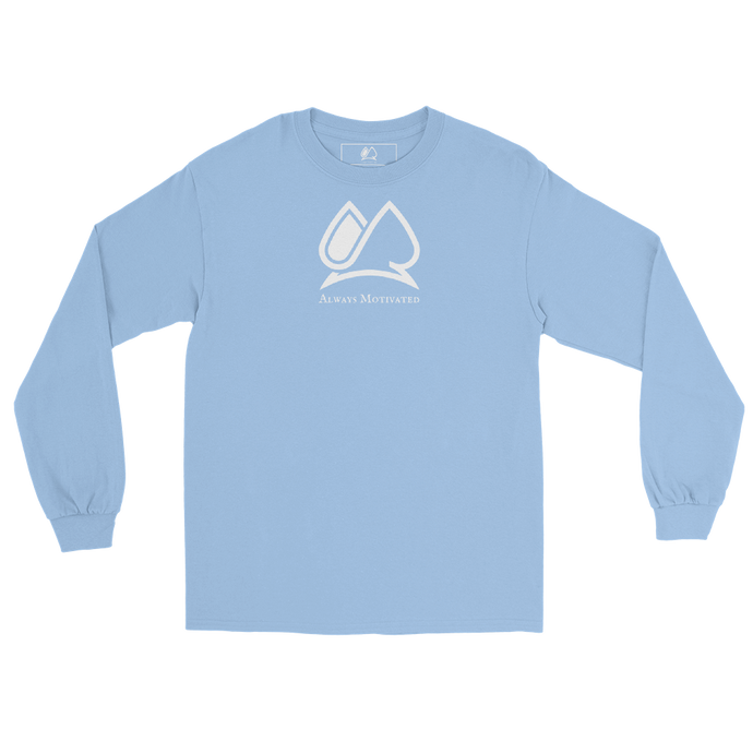 Classic Always Motivated Logo Long Sleeve Tee (Light Blue/White)