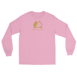 Classic Always Motivated Logo Long Sleeve Tee (Light Pink/Gold)