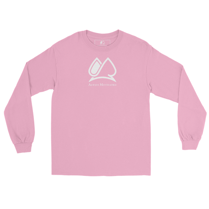 Classic Always Motivated Logo Long Sleeve Tee (Light Pink/White)