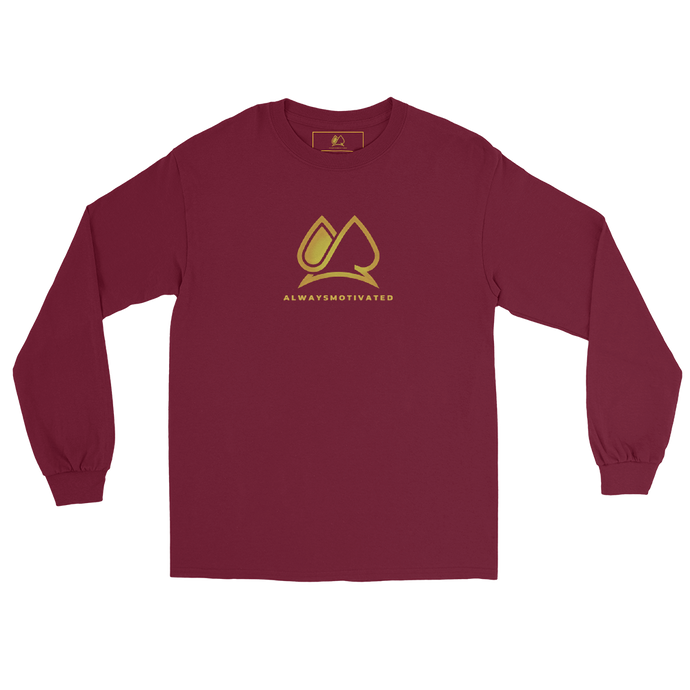 Classic Always Motivated Logo Long Sleeve Tee (Burgundy/Gold)