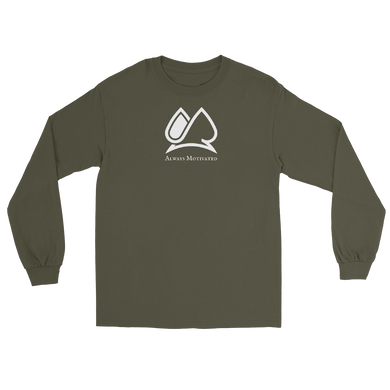 Classic Always Motivated Logo Long Sleeve Tee (Military Green/White)