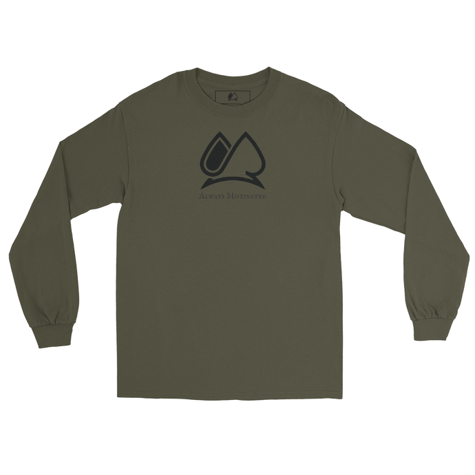 Classic Always Motivated Logo Long Sleeve Tee (Military Green/Black)