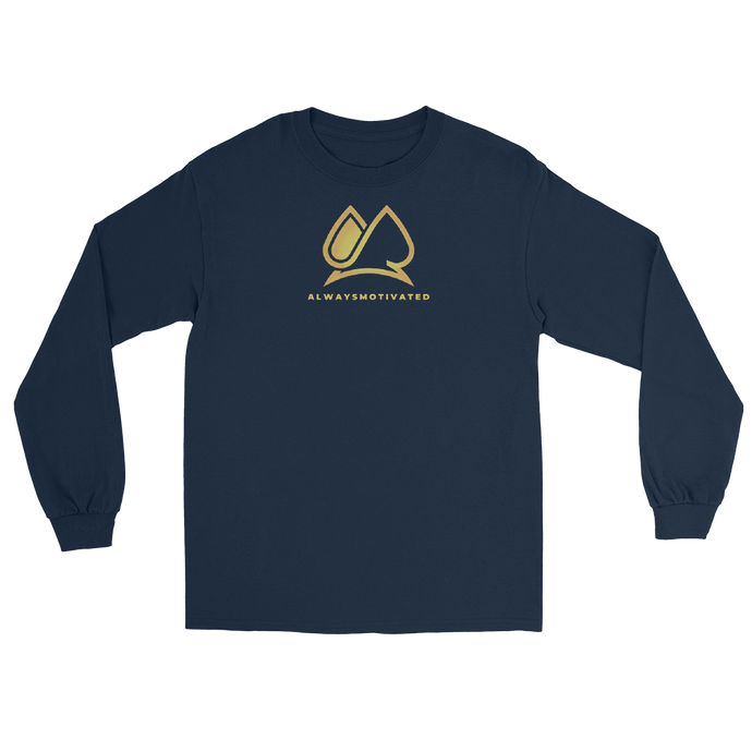 Classic Always Motivated Logo Long Sleeve Tee (Navy/Gold)
