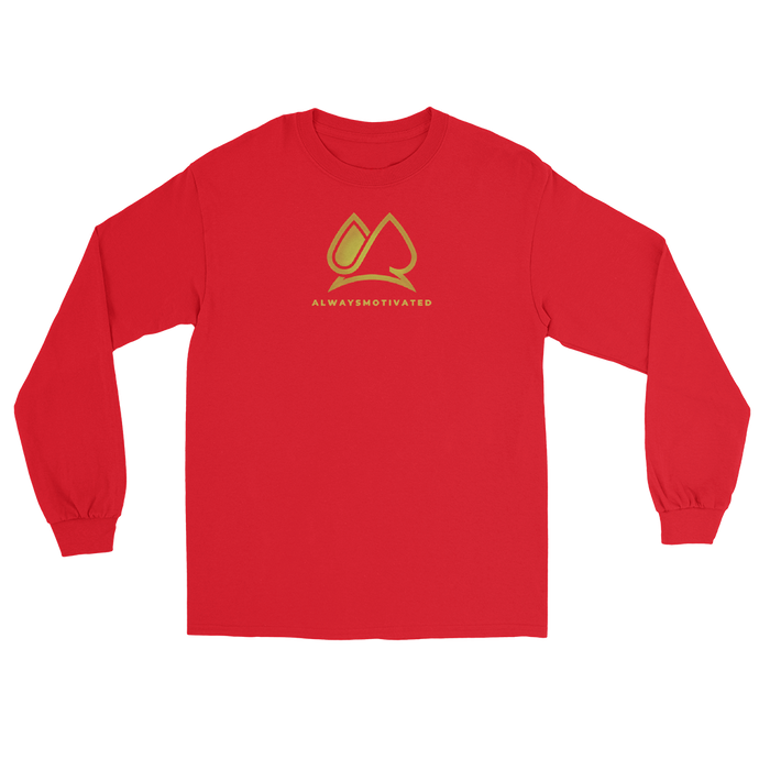 Classic Always Motivated Logo Long Sleeve Tee (Red/Gold)