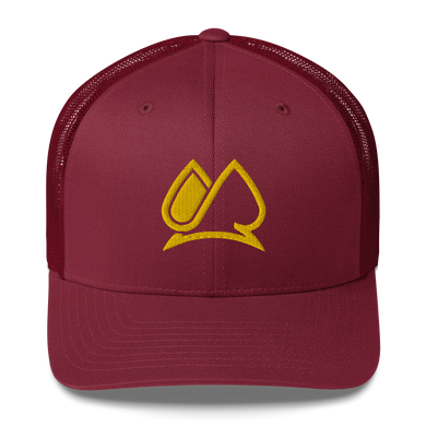 Always Motivated Logo Trucker Cap (Cranberry/Gold)