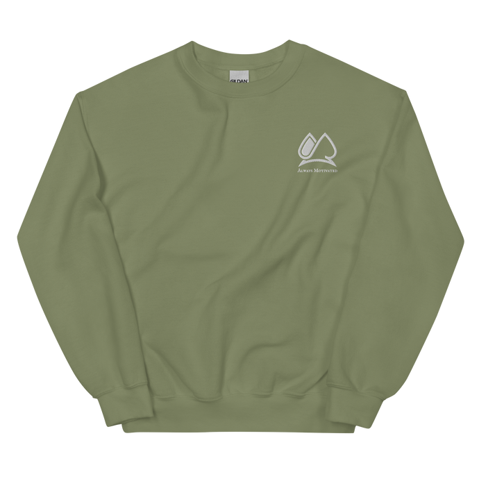 Always Motivated Sweatshirt -Military Green/White
