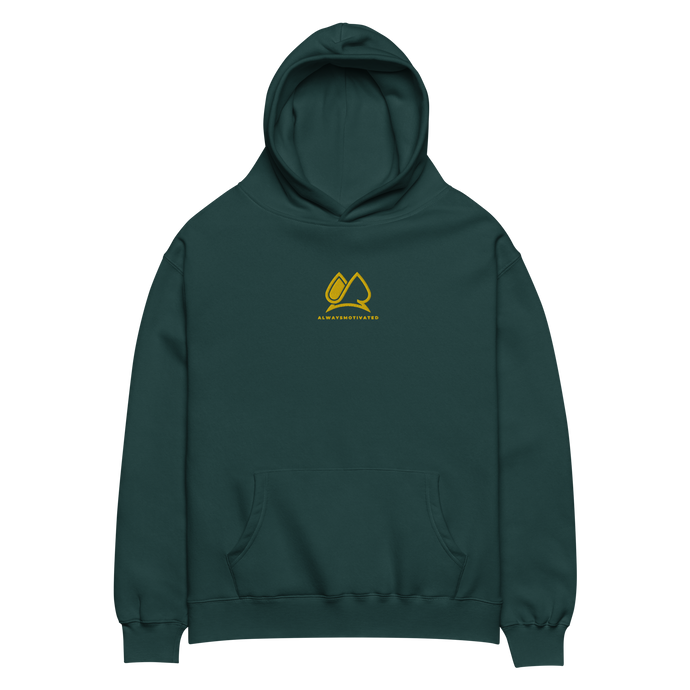 Always Motivated Logo oversized Hoodie - Pine Green/Gold