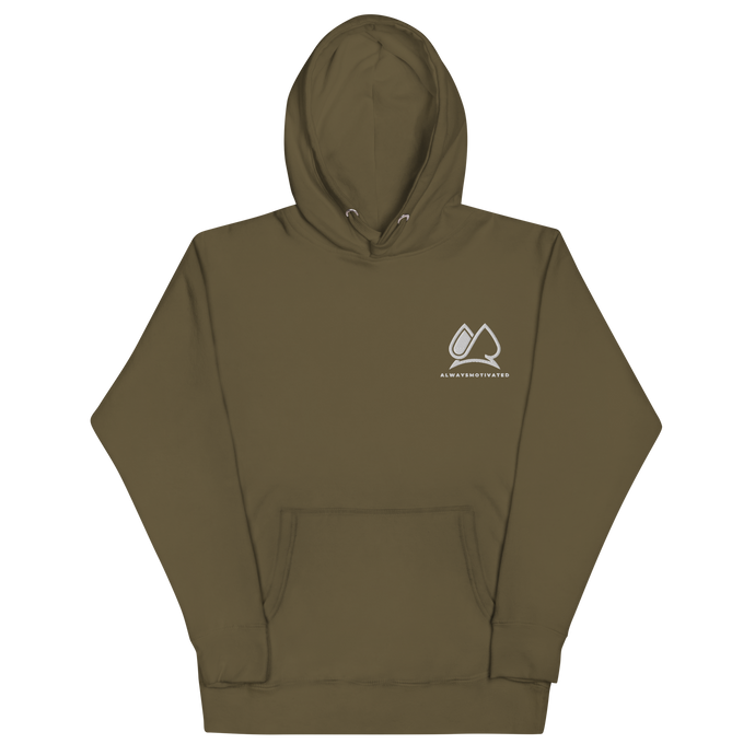 Always Motivated Hoodie - Military Green/White