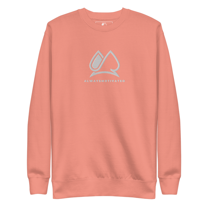 Classic Always Motivated Premium Sweatshirt (Dusty Rose/White)