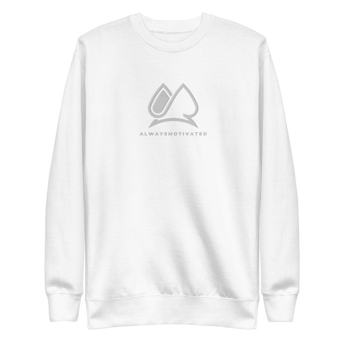 Classic Always Motivated Premium Sweatshirt (White/White)