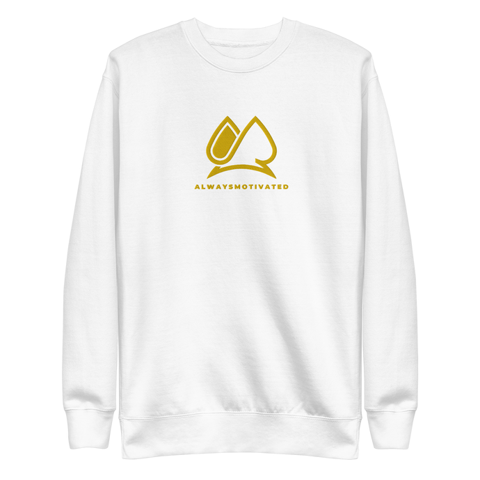 Classic Always Motivated Premium Sweatshirt (White/Gold)