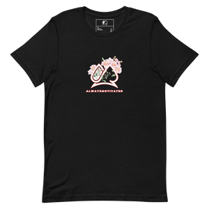 Always Motivated logo with flower Unisex T-shirt Black