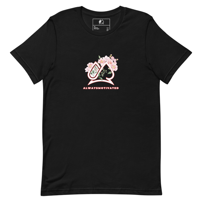 Always Motivated logo with flower Unisex T-shirt Black