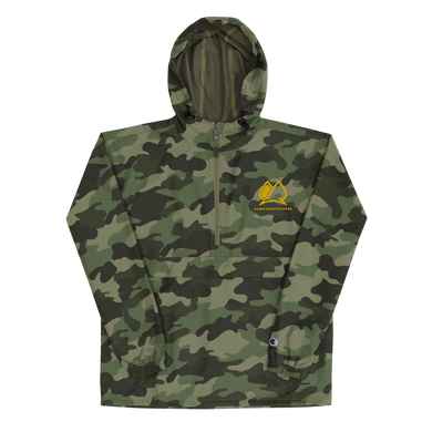 Always Motivated x Champion Packable Jacket- Olive Green Camo/ Gold