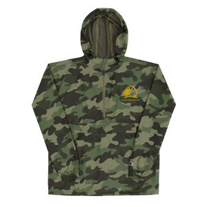 Always Motivated x Champion Packable Jacket- Olive Green Camo/ Gold