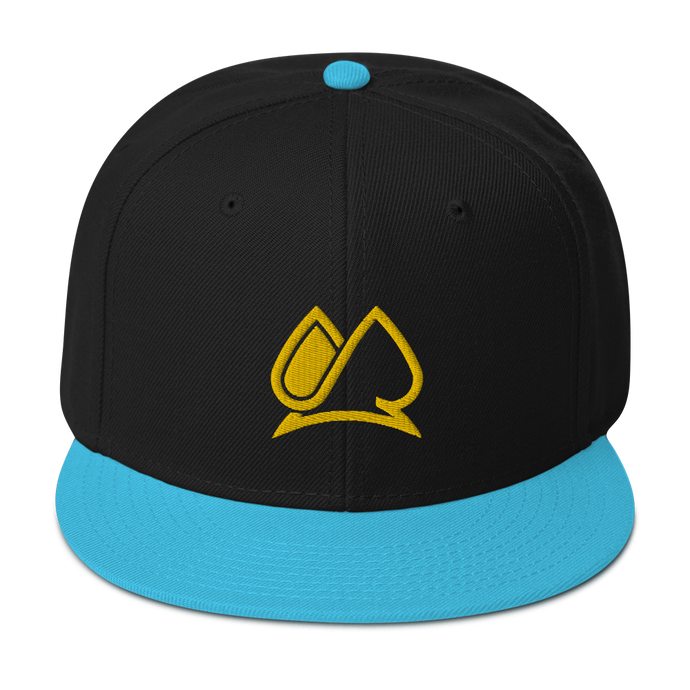 Always Motivated Logo Snapback Adjustable Hat - Aqua Bleu/Gold