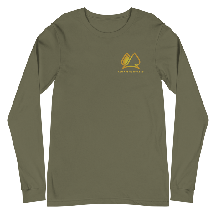 Always Motivated Long Sleeve Tee (Military  Green/Gold)