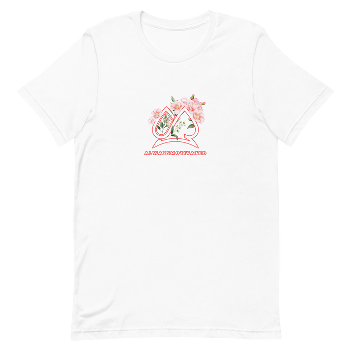 Always Motivated logo with flower Unisex T-shirt White
